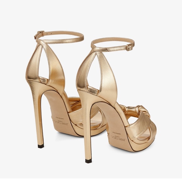 Jimmy Choo Rosie 120 Gold Metallic Nappa Platform Sandals size 37.5 - Picture 12 of 15